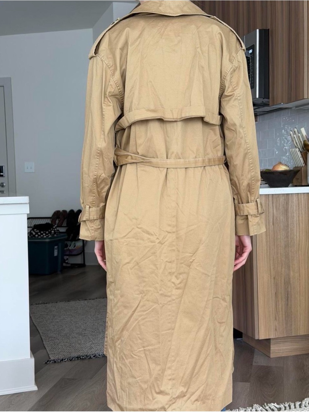 FAVORITE DAUGHTER Classic Khaki Trench Coat with Belt - Picture 2 of 5